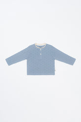 Avauma Lovely Breeze Henley Shirt in Haze Sky – Soft and Breathable Baby Long Sleeve Top